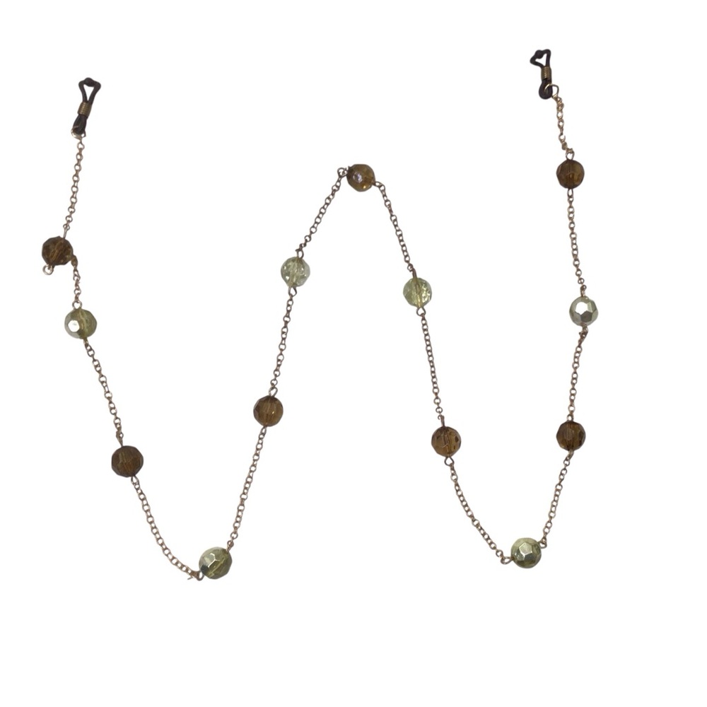 Elegant Amber and Brown Beaded Eyeglasses Necklace 545